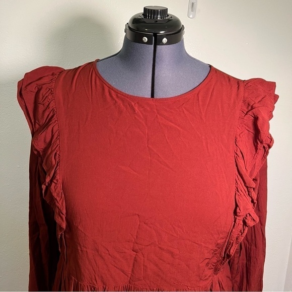 Loft Wild Currant Ruffle-Sleeve Peplum Top - Picture 3 of 12
